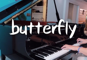 泪目！在琴行三角钢琴弹butterfly-数码宝贝OP，童年回忆！